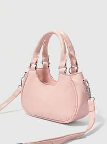 ROMWE Kawaii Solid Color Simple Shoulder Bag, Casual Everyday Carry Bag - Pink - View 4