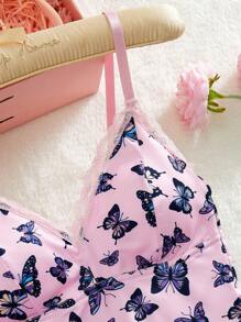 1 pièce Brassière style camisole avec imprimé papillon pour adolescentes Y2K