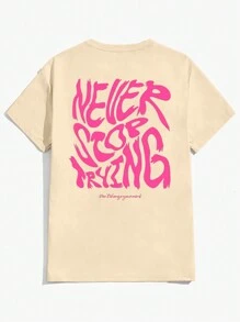 SWAVVY Maglietta casual da uomo a girocollo, a maniche corte, con stampa grafica con slogan