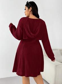CovetEZ Bộ đồ liền quần nỉ gân đỏ hồng cỡ lớn, phù hợp cho đầu thu - Màu Hoa hồng đỏ - Xem 2