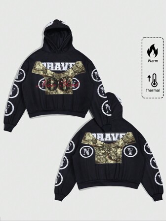 Street Life Herren Lässiger Pullover Hoodie mit Buchstaben Muster, einfaches Design