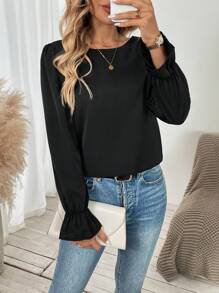 SHEIN Clasi Women Elegant Butterfly Patchwork Backless Shirt