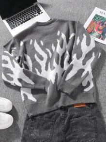 Claim Dot 男士圆领长袖图案细节休闲毛衣，适合秋冬