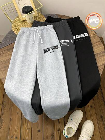 SHEIN 3 st tonårspojkar casual svarta, mörkgrå, ljusgrå mjukisbyxor, joggingbyxor lämpliga för höst, vinter, skola, hem, vardagskläder, sport, födelsedagsfest, utflykter, matchande och mångsidiga