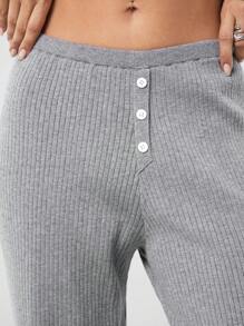 SHEIN EZwear Lässiges, einfarbiges, gerades Strickpullover-Hosen-Set für Damen, Herbst/Winter