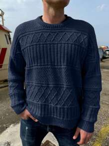 Manfinity Dauomo Plus Size Men's Casual Solid Color Crew Neck Sweater, Autumn/Winter