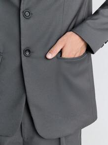 Ontre 男士春季灰色羊毛毛领宽松休闲风衣外套青年商务通勤适合新年聚会 - 灰色 - 查看 5