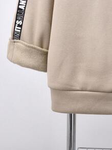 SHEIN Leap Crew Bộ 2 quần dài và áo nỉ trùm đầu thoải mái, rộng rãi, phù hợp với mọi bé trai tuổi teen - Màu Khaki - Xem 7