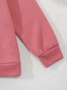 SHEIN Tween Girls Desert Digital Print Crew Neck Sweatshirt, Street Style Suitable For Spring & Autumn - Dusty Pink - View 3