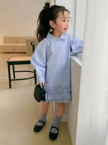 Dazy Kids Young Girl Autumn Dress - Blue - View 2