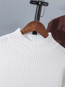 Conjunto de suéter com gola simulada de malha jacquard canelada para meninos, 2 peças, outono/inverno