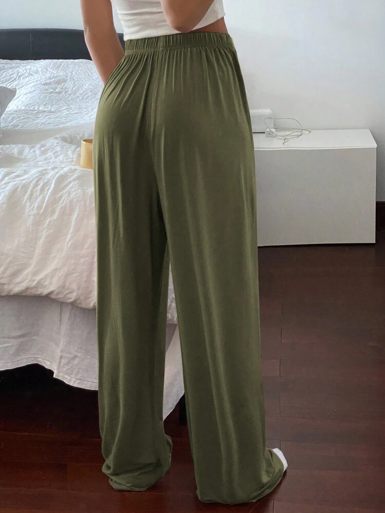 Simple, Comfortable, Relaxed Fit, Wide Leg Lounge Pants,Back To School Clothes Pajama
