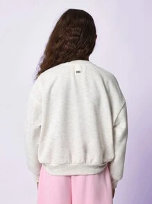 SUMWON University Style Collegiate Sweatshirt North Pole Preppy Youth Campus Varsity Athletics Academia Sportswear School Spirit Unisex Pullover - Beige - View 2