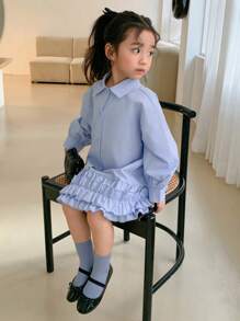 Dazy Kids Young Girl Autumn Dress - Blue - View 1