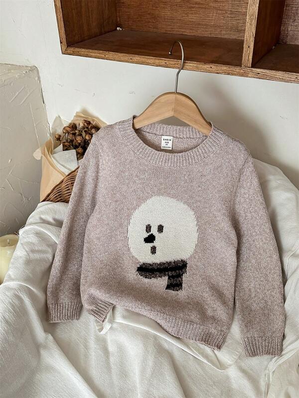 Blossori Young Boy Graphic Round Neck Long Sleeve Simple Casual Top