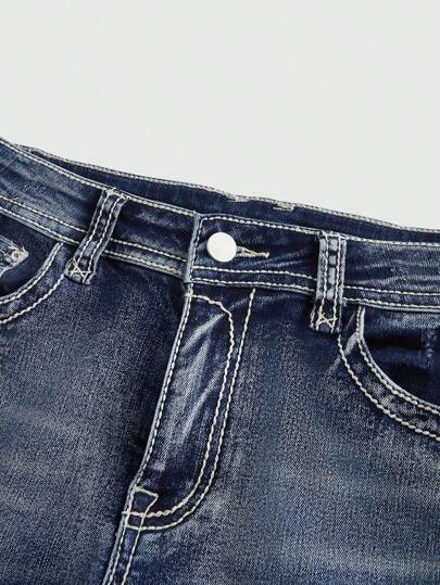 Grunge Punk Pantalon évasé à taille ultra basse vintage rétro délavé pour femmes