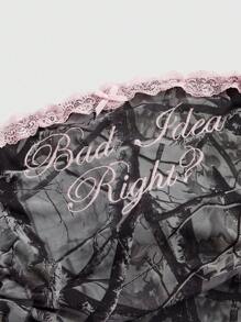 ROMWE Grunge Punk Camouflage & Kanten Versiering Strass Getailleerde Jurk Met Sjaal, Amerikaanse Stijl