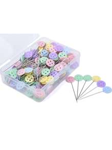 100pcs Dressmaking Pins Embroidery Patchwork Pins Accessories Tools Sewing Needle DIY Sewing Accessories Stainless Steel,Decoration - Multicolor - View 3