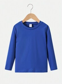 5pcs/Pack Young Boy Basic Solid Color Round Neck Casual T-Shirt - Multicolor - View 3