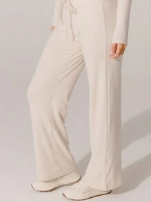 Aralina Leisurewear Buttery Soft Knit Texture High-Waisted Comfy Pull On Lounge Pants - Light Grey - View 4