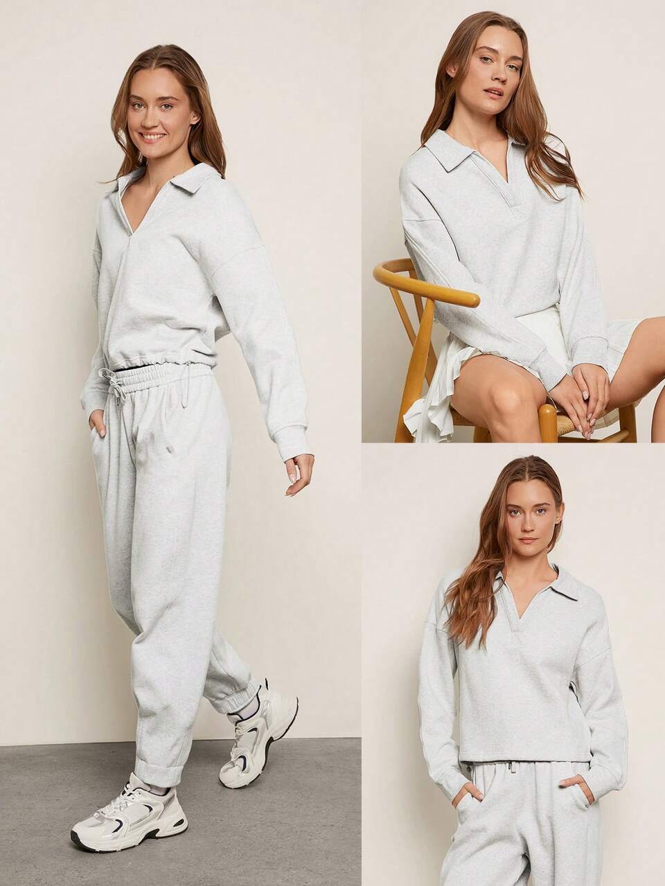 Everyday Fleece Loose Waist Length Flip Collar Adjustable Drawstring Hem Lapel Shirt Daily Casual Fall Winter