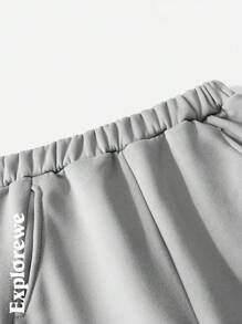 SHEIN Tween Boys Letter Print Elastic Waist Pockets Fashionable Sweatpants