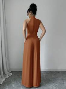 Firerie 女士杏色高领无袖阔腿连体裤 - 棕色 - 查看 2