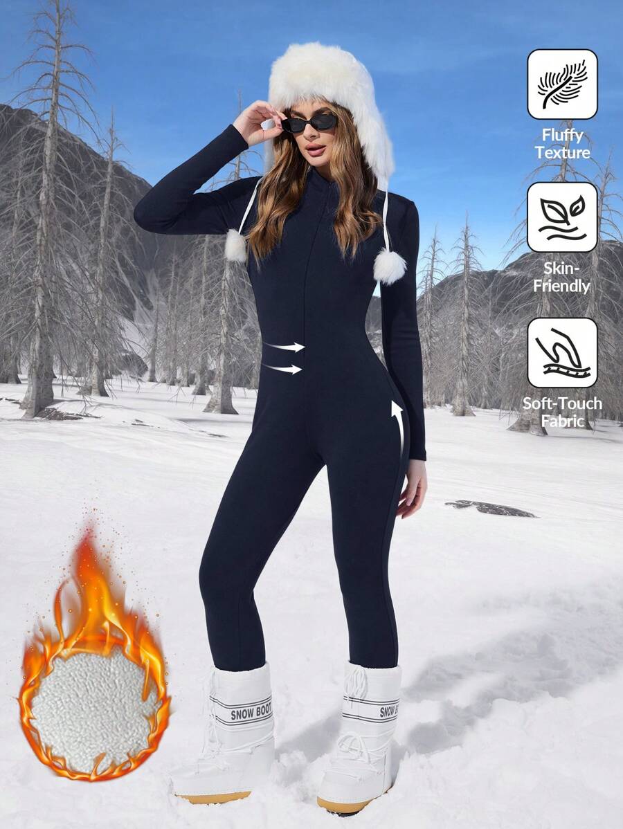 SHEIN EZwear Granatowy dzianinowy damski kombinezon