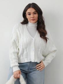 Aveloria Modichic Classic Simple French Twist Knit Cropped V-Neck Cardigan For Women, Winter