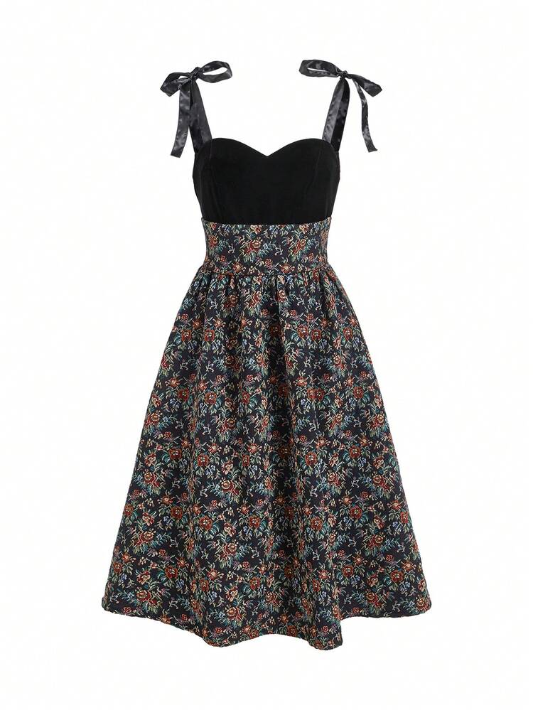 Women's Random Printed Spaghetti Strap Casual Dress Long Evening Dresses