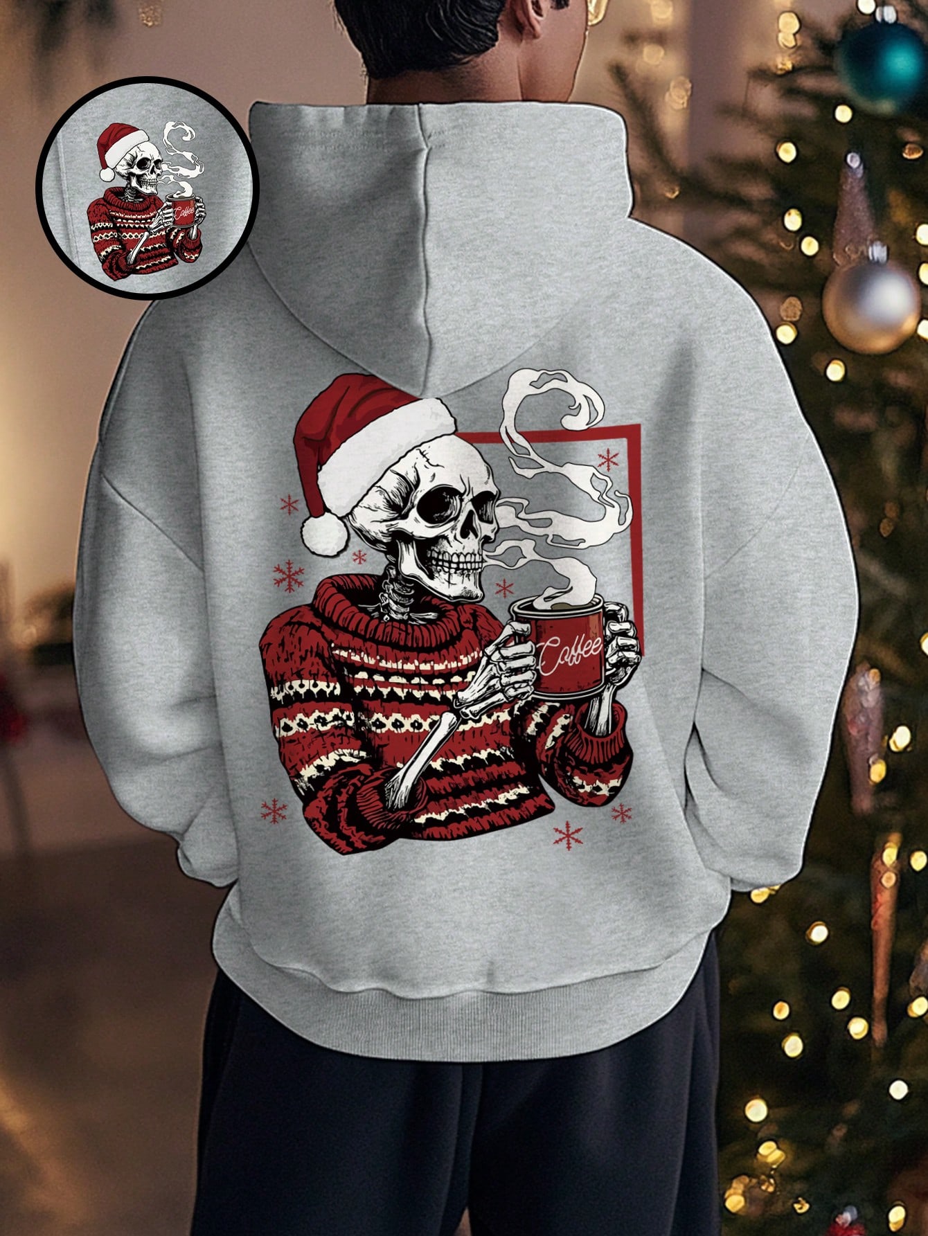 Manfinity Dauomo Men's Casual Christmas Skeleton Hoodie