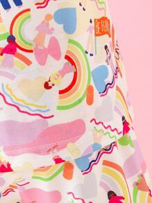 SHEIN Infant Girls Digital Printed Casual Holiday Outfit Set - Multicolor - View 5