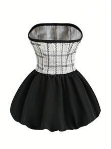 Sweetra Conjunto de 2 piezas con vestido tubo de diseño abotonado con dobladillo de peplum y bolero de manga larga elegante estilo Y2K para mujer