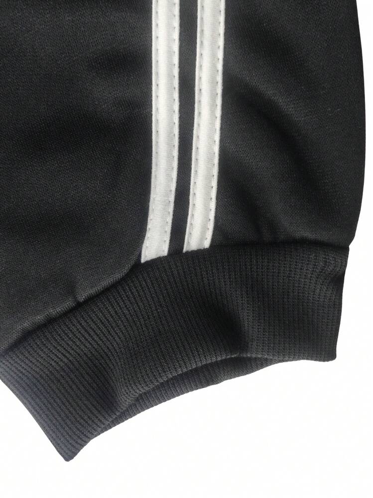 INAWLY 女性簡約日常半拉鍊上衣和褲子套裝，適用於運動 - 黑色 - 查看 3