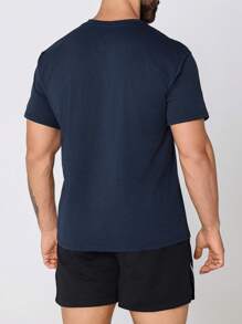 Manfinity Sport Corelite Boyfriend-Stil Herren Rundhals Kurzarm Lässig Sport T-Shirt mit Buchstaben-Muster