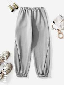 SHEIN Tween Boys Letter Print Elastic Waist Pockets Fashionable Sweatpants