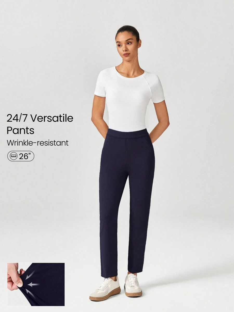 GLOWMODE Quần công sở co giãn ôm vừa vặn chống nhăn hàng ngày - Màu xanh lam - Xem 1