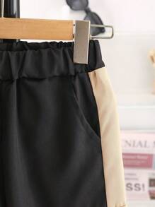 Tween Boys Outdoor Patchwork Wind-Resistant Workwear Casual Jacket And Pants Set - Khaki - View 3