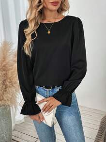 SHEIN Clasi Women Elegant Butterfly Patchwork Backless Shirt