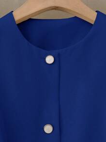 SHEIN Clasi 女士休闲通勤纯色西装外套，秋季 - 寶藍色 - 查看 6