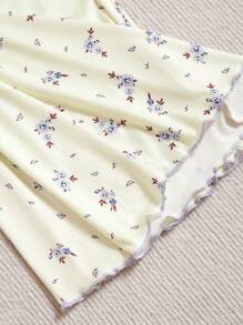 CottageSlumber Women's Contrast Lace Cami Top Ditsy Floral Shorts And Long Pants Pajama Set