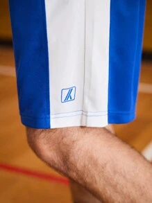 Gym Rark Boyfriend Style Men's Solid Color Patchwork Round Neck Sleeveless Simple Vest And Shorts Sports Suit Gym Set Workout Set - Multicolor - View 6