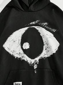 Manfinity VCAY Men's Digital Print Loose Knit Long Sleeve Sweatshirt Set, For Fall Winter - Black - View 5