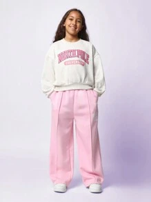 SUMWON University Style Collegiate Sweatshirt North Pole Preppy Youth Campus Varsity Athletics Academia Sportswear School Spirit Unisex Pullover - Beige - View 3