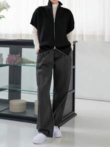 Dazy-Less Women's Casual Solid Color Batwing Sleeve Sweater Vest, Autumn/Winter