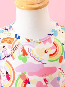 SHEIN Infant Girls Digital Printed Casual Holiday Outfit Set - Multicolor - View 6