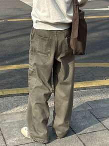 DAZY Men's Solid Military Green Cargo Jeans Pants For Autumn - Army Green - View 2