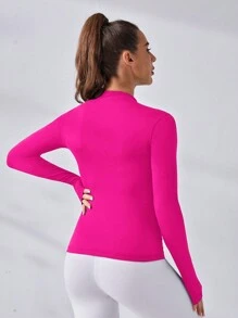 SHEIN Core Rhythm Women's Simple Solid Color Zip-Up Fitted Sports Jacket