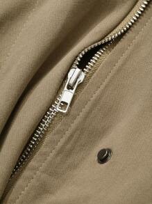 Dazy-Less Locker geschnittene einfarbige Jacke mit großer Tasche für Damen, Herbstbekleidung Damenmäntel - Armeegrün - Übersicht 10