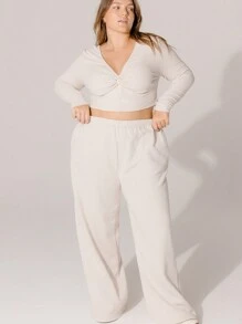 Aralina Curve Relaxed Mid-Rise Elastic Waist Straight Leg Trackpant - Grey - View 9